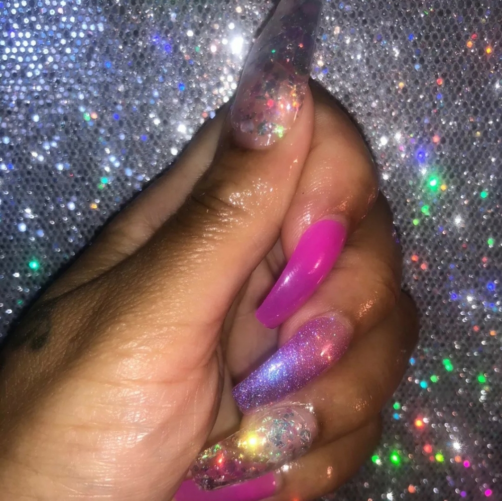 Custom made Purple galaxy nails - Picture 3 of 3
